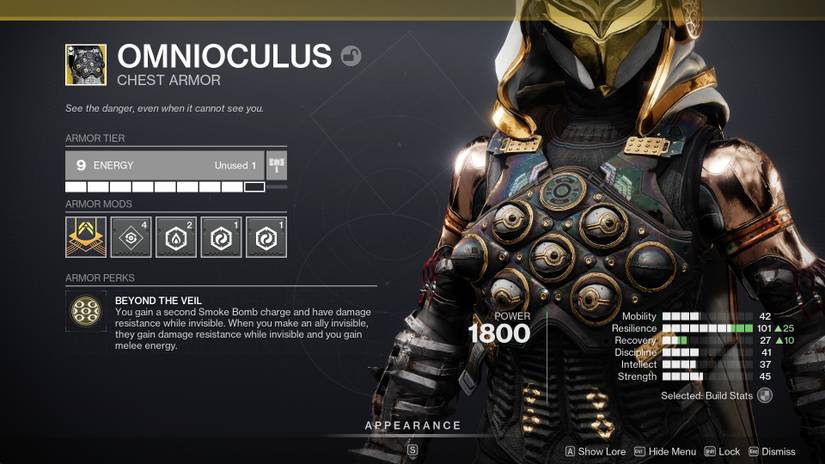 The Omnioculus Exotic armor in Destiny 2