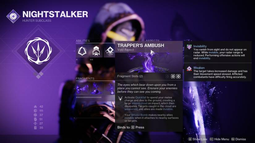 The Trapper's Ambush Aspect for Nightstalkers in Destiny 2