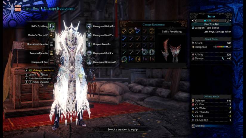 The Velkhana armor set in Monster Hunter World