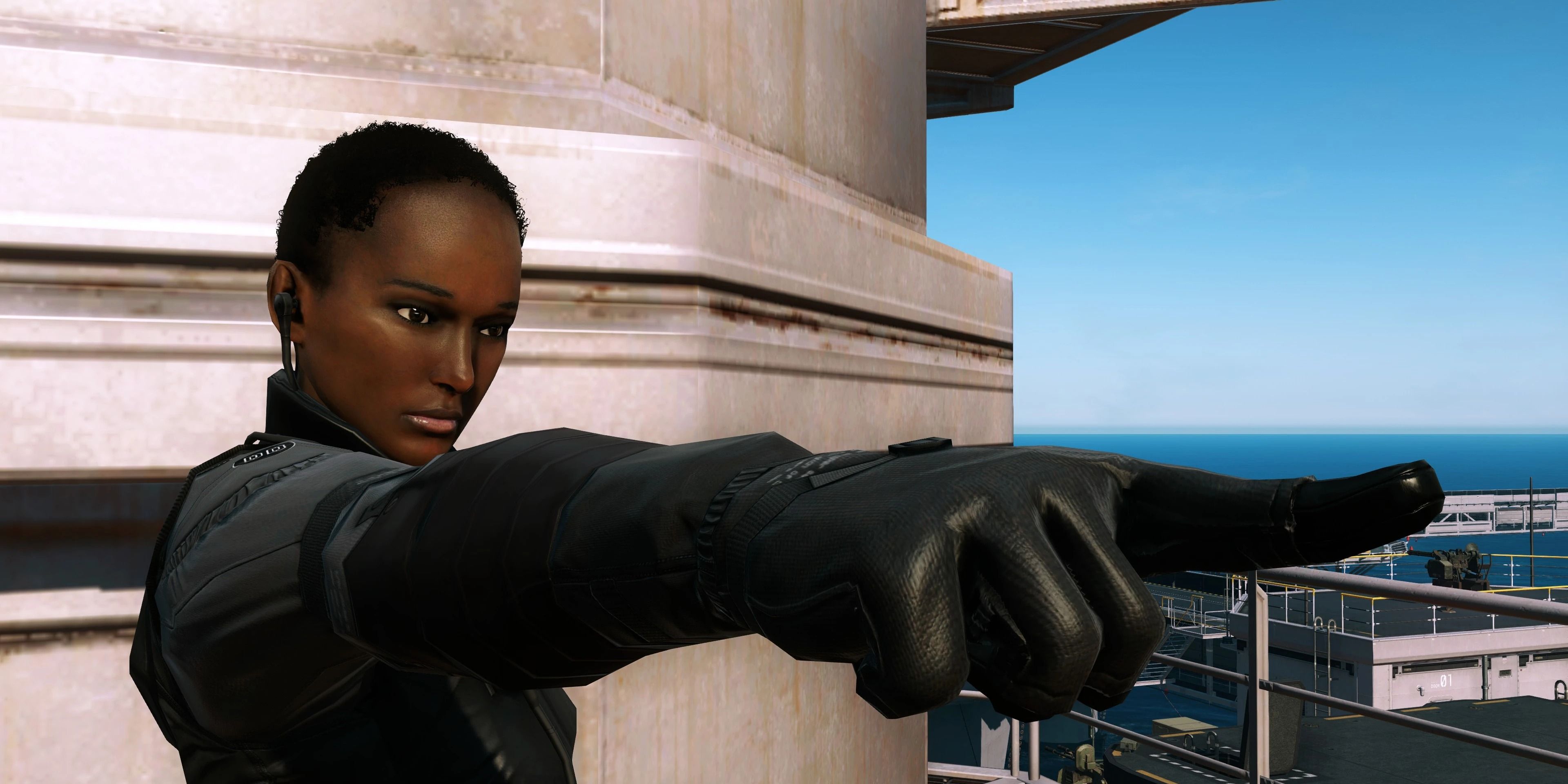 Black woman pointing in Metal Gear Solid 5