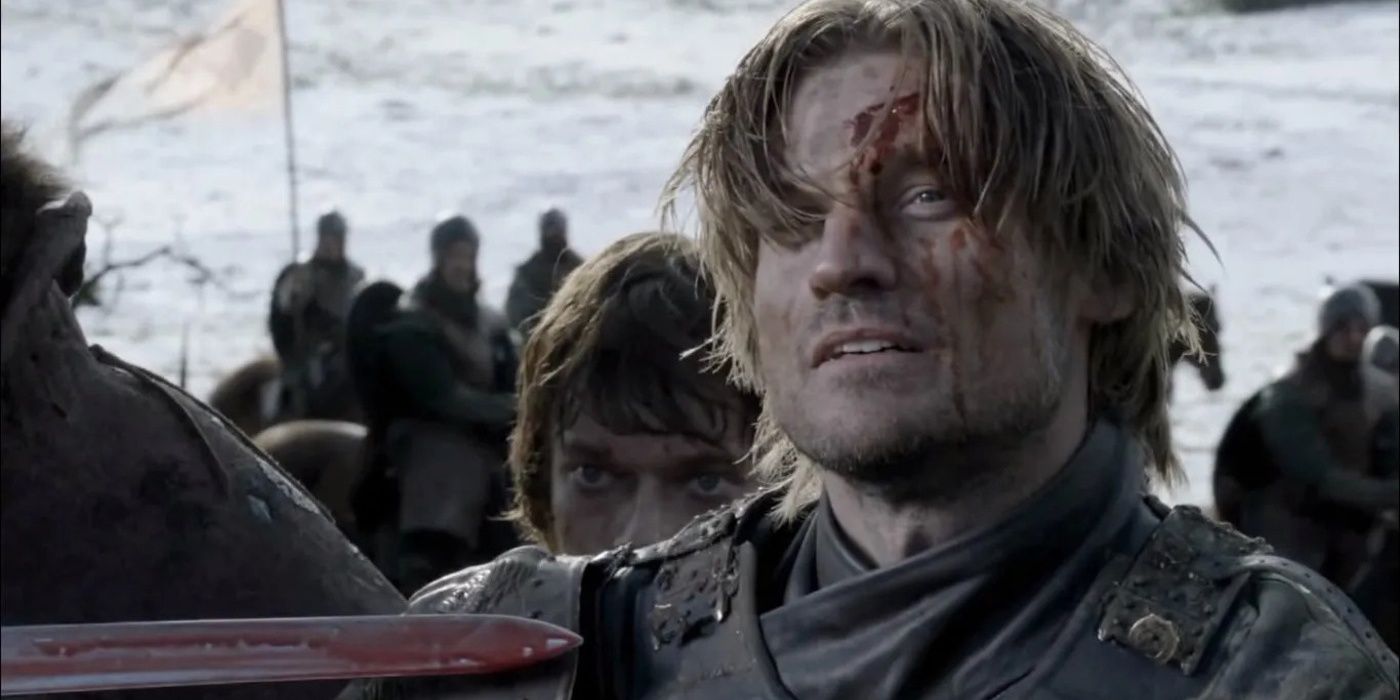 Jaime Lannister is left to the mercy of Robb Stark in Game of Thrones.