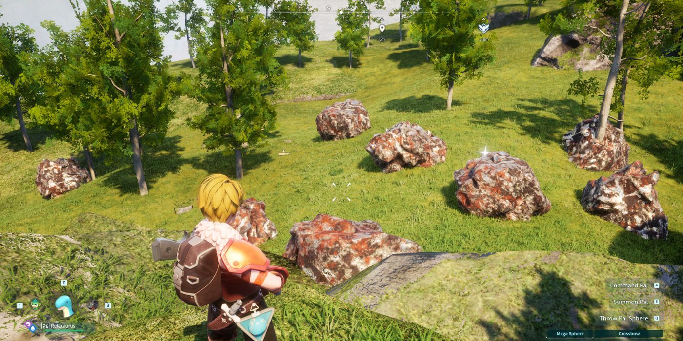 Pal tamer near Hypocrite Hill with a cluster of ore nodes