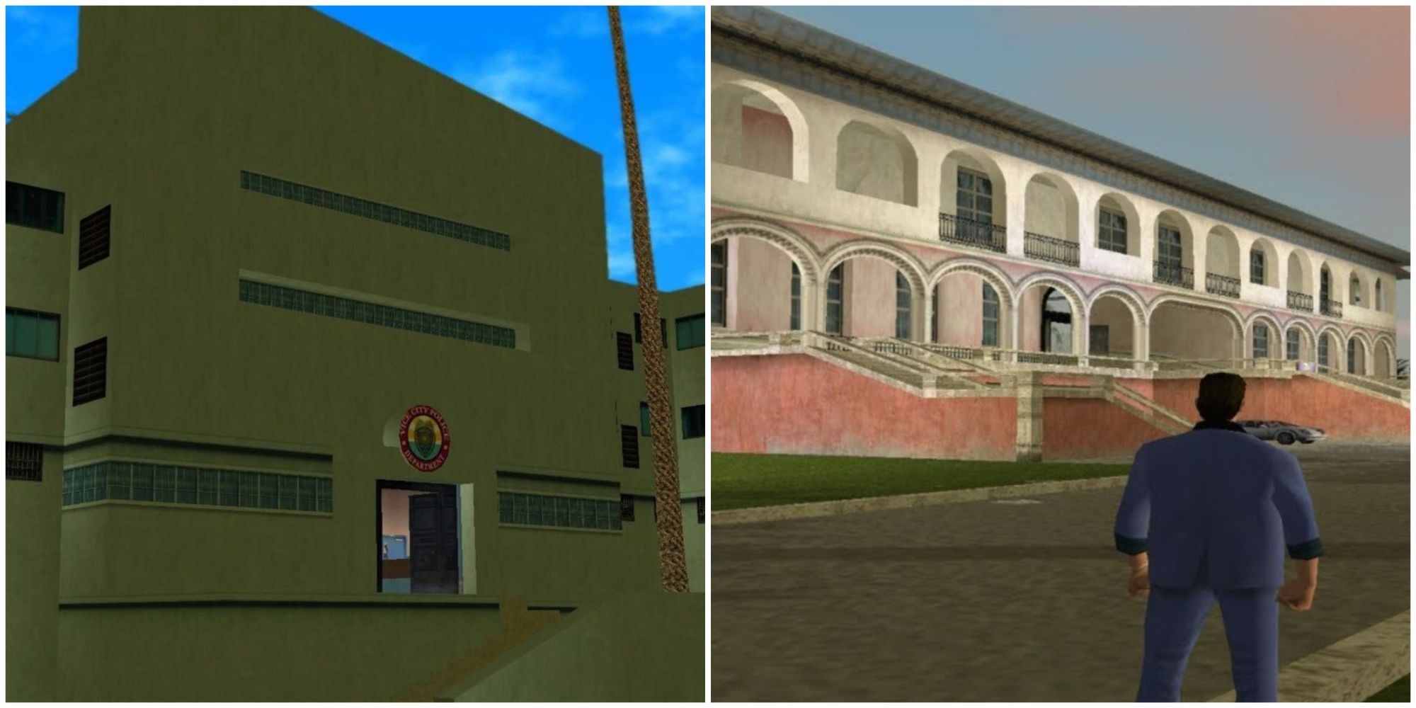 A police station and Diaz mansion in Grand Theft Auto Vice City