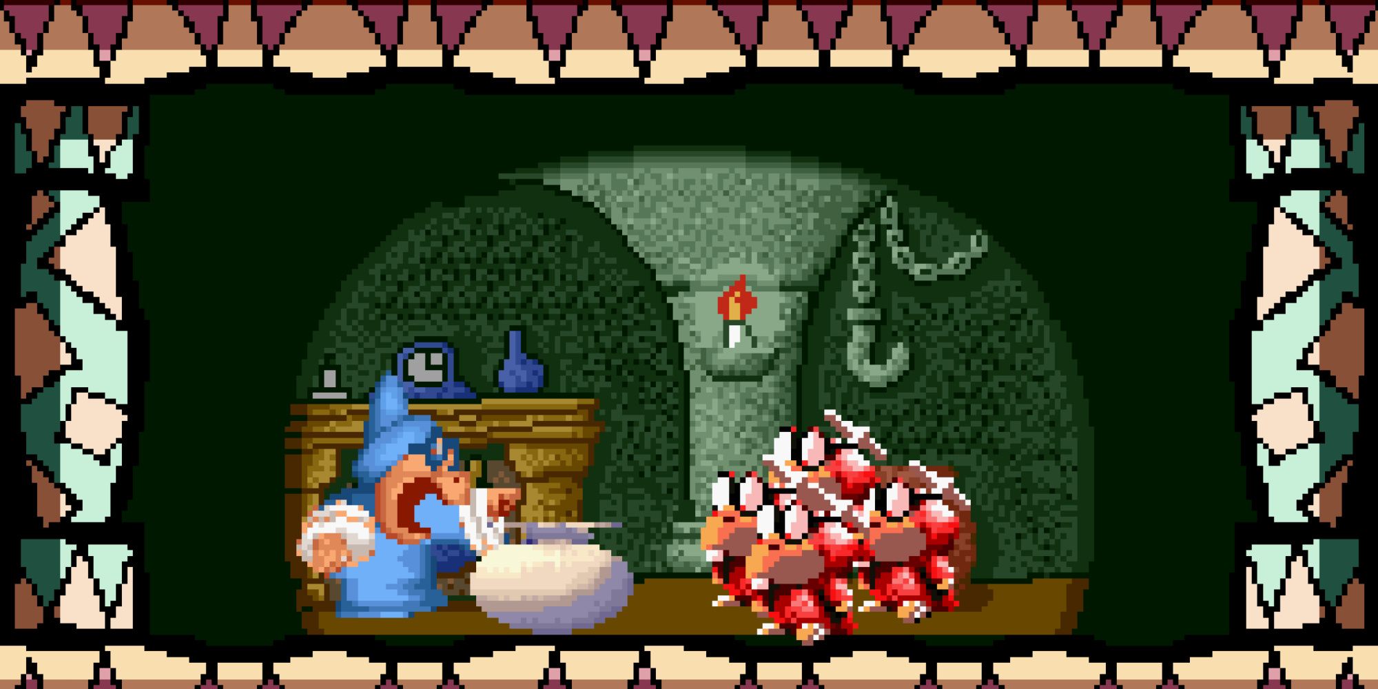 A scene featuring Kamek and his minions in Super Mario World 2