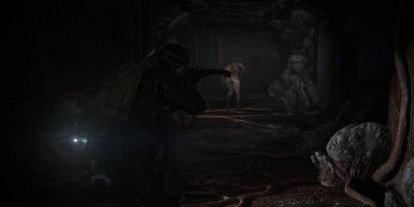 abby and lev fighting infected at the infected nest