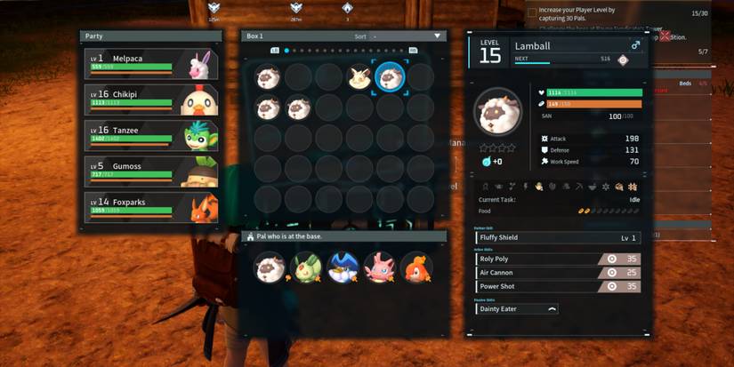 Accessing the Palbox in Palworld