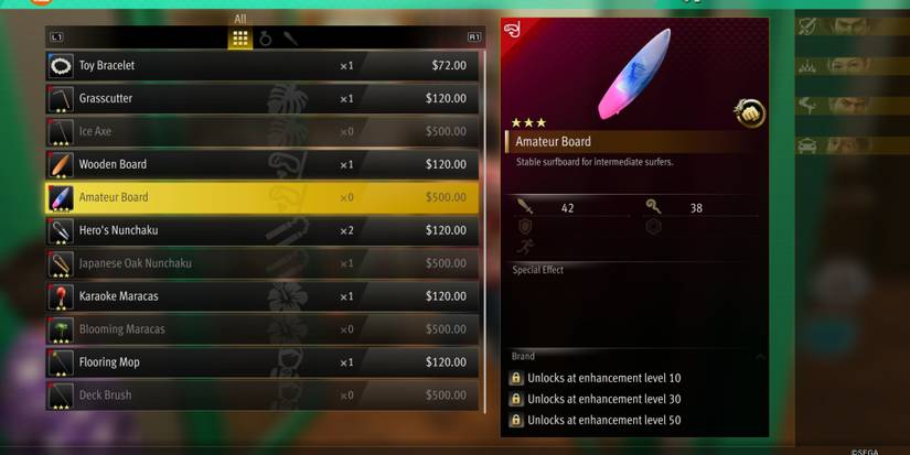 Amateur Board weapon in Like a Dragon Infinite Wealth