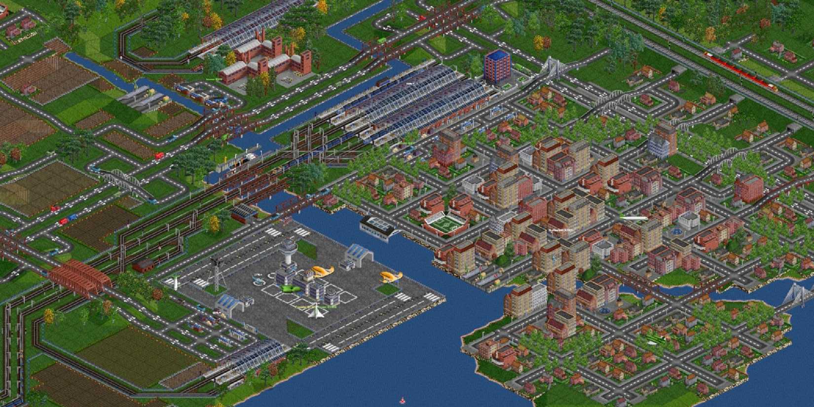 an intricate transportation system in OpenTTD