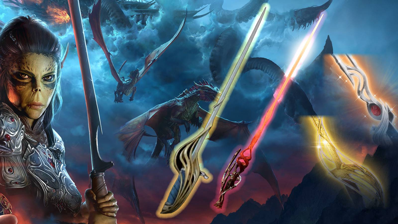 Lae'zel standing next to a series of Rapiers in Baldur's Gate 3