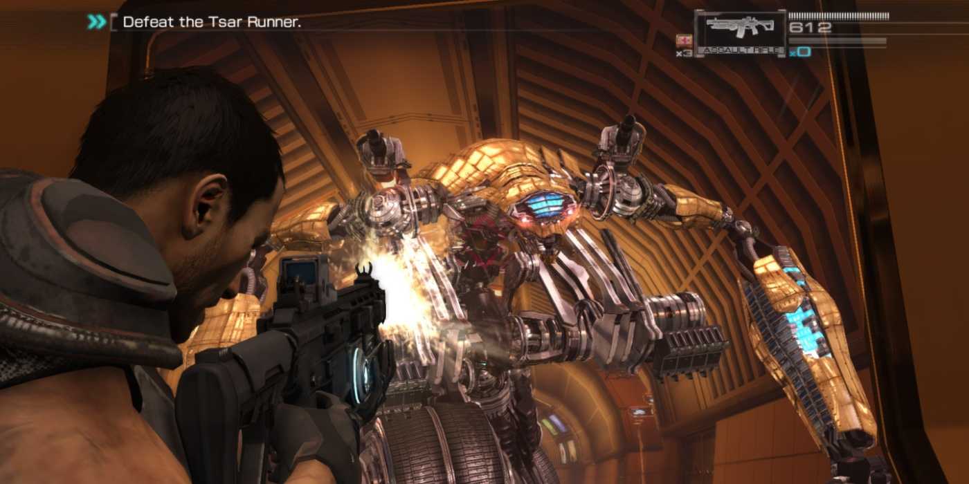 Binary Domain TSAR fight shoot in tunnel