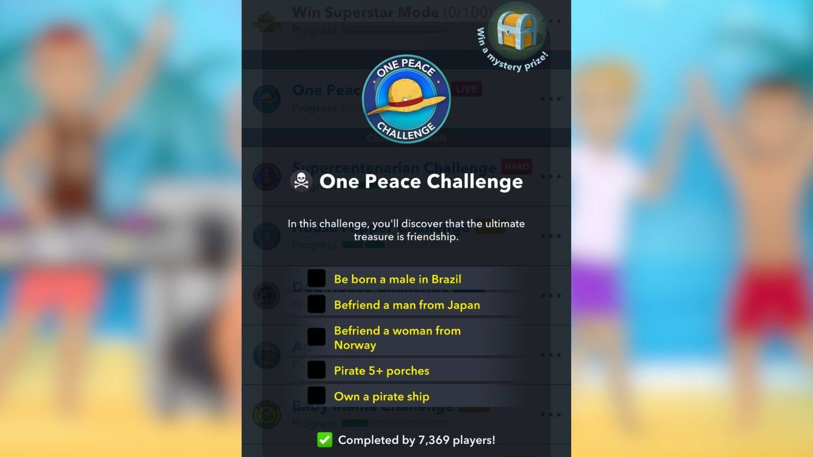 bitlife how to complete the one peace challenge