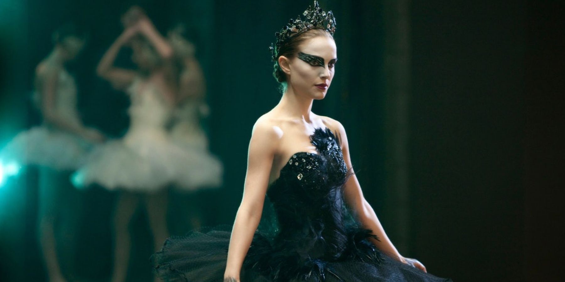 Natalie Portman dressed up in a black tutu in Black Swan