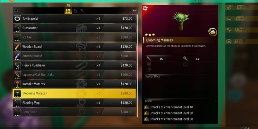 Blooming Maracas weapon in Like a Dragon Infinite Wealth