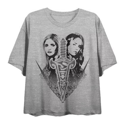 Buffy The Vampire Slayer Merch Picks Slayerettes Gray Heather Women's Crop Top