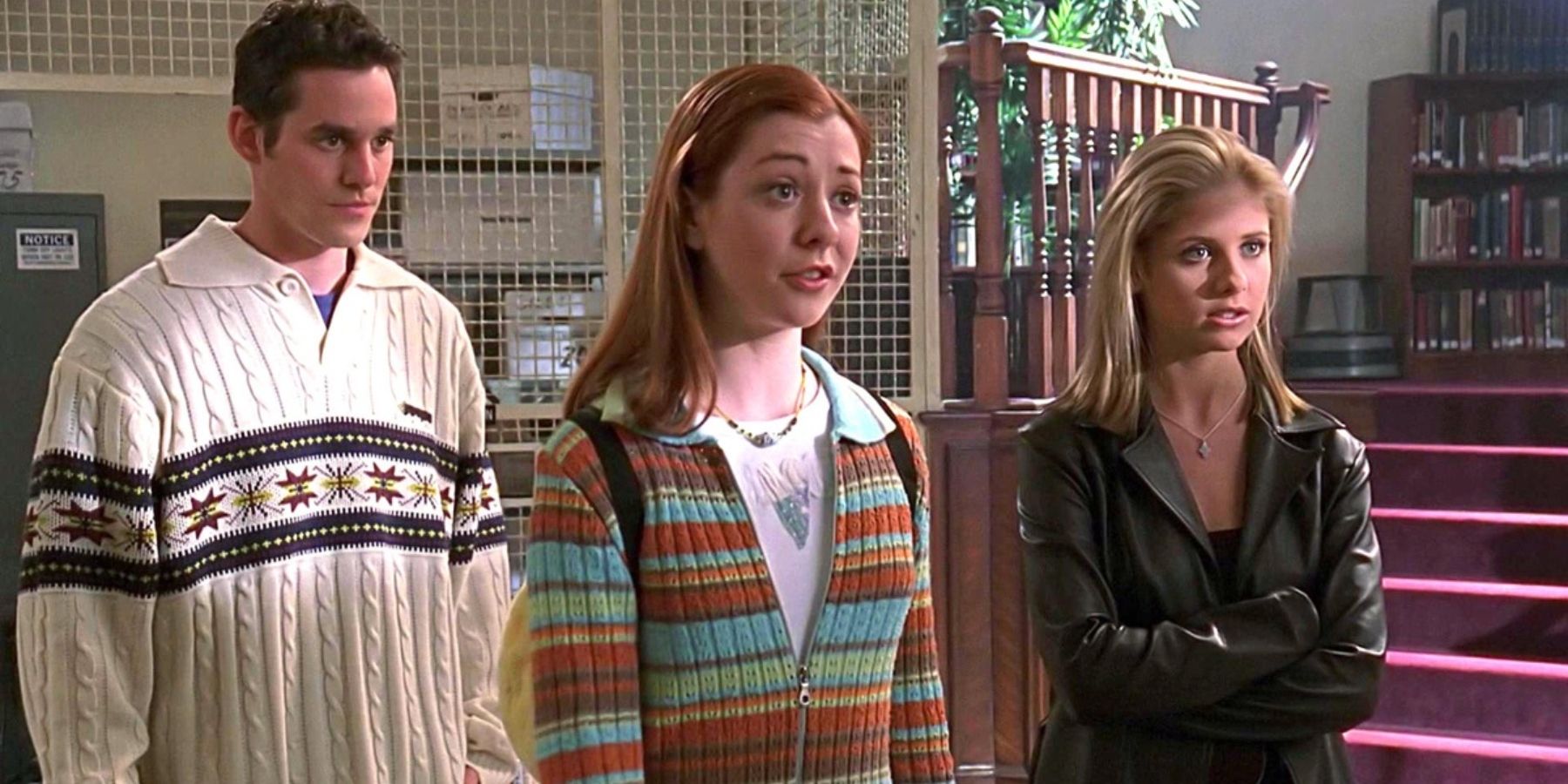 Xander (Nicholas Brendon), Willow (Alyson Hannigan) and Buffy (Sarah Michelle Gellar) in Buffy The Vampire Slayer