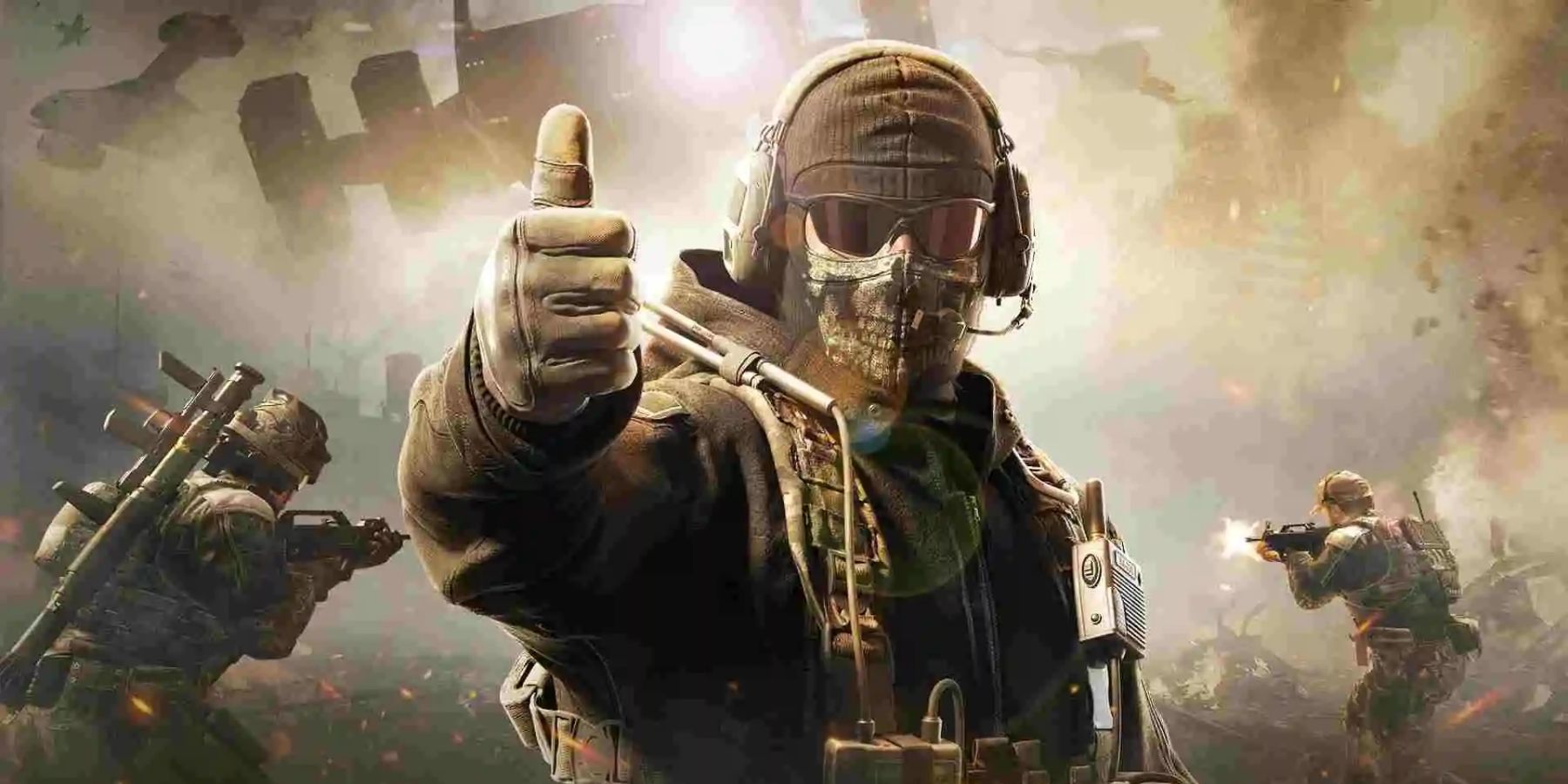 A key visual from Call of Duty: Modern Warfare depicting a masked soldier giving a thumbs-up.