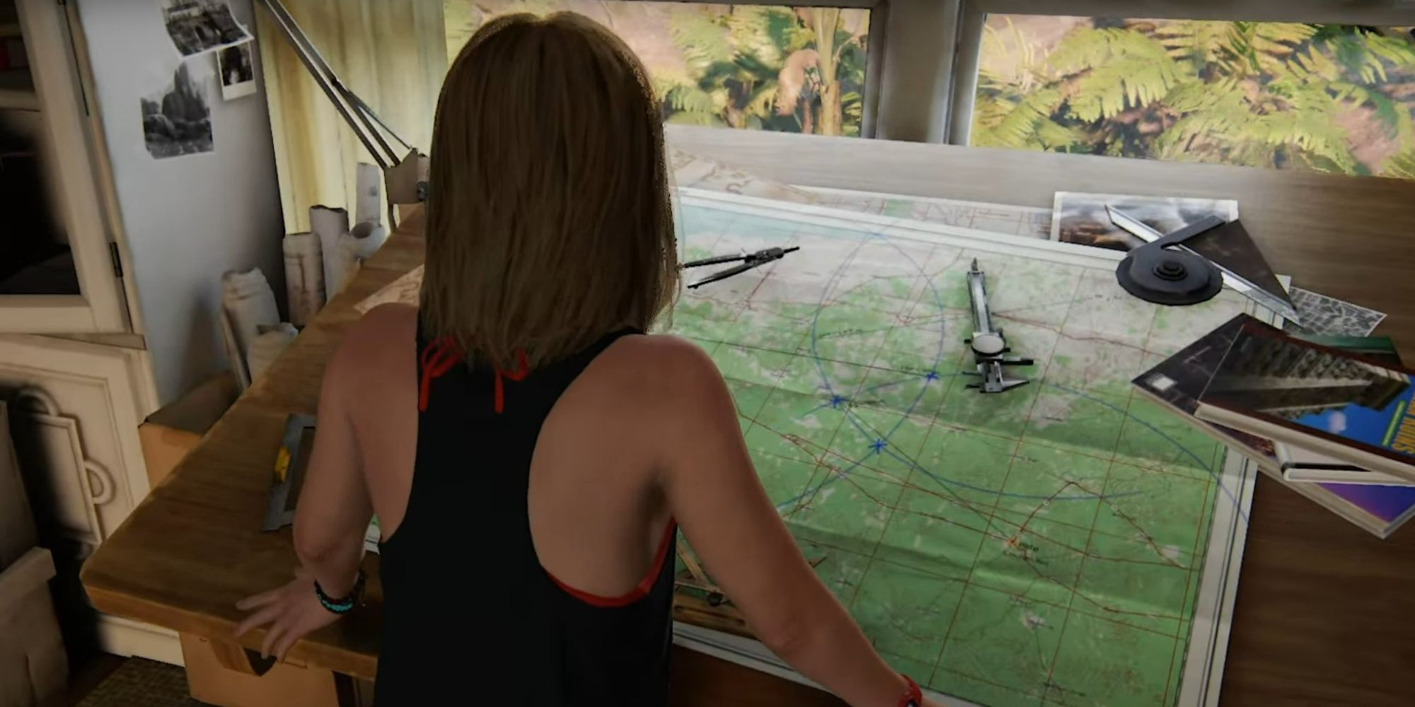 Cassie views a map