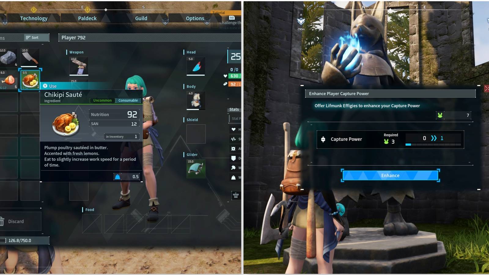 Chikipi Sauté and The Anubis statue in Palworld