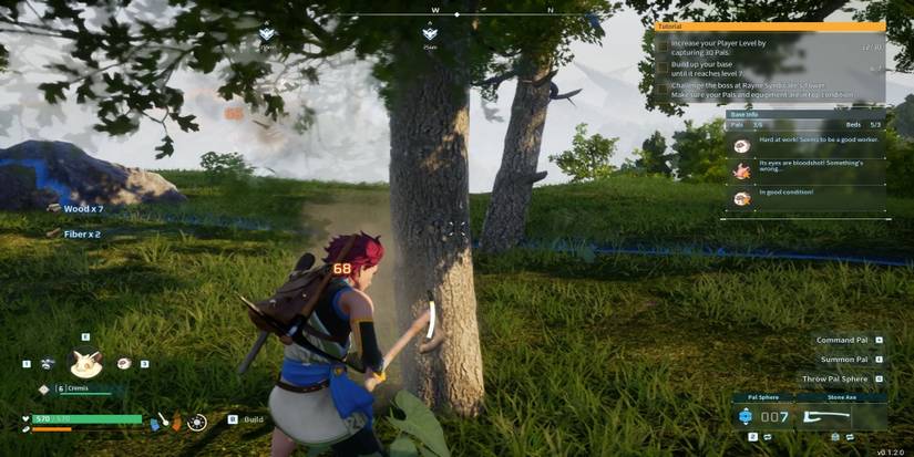 Chopping down trees in Palworld