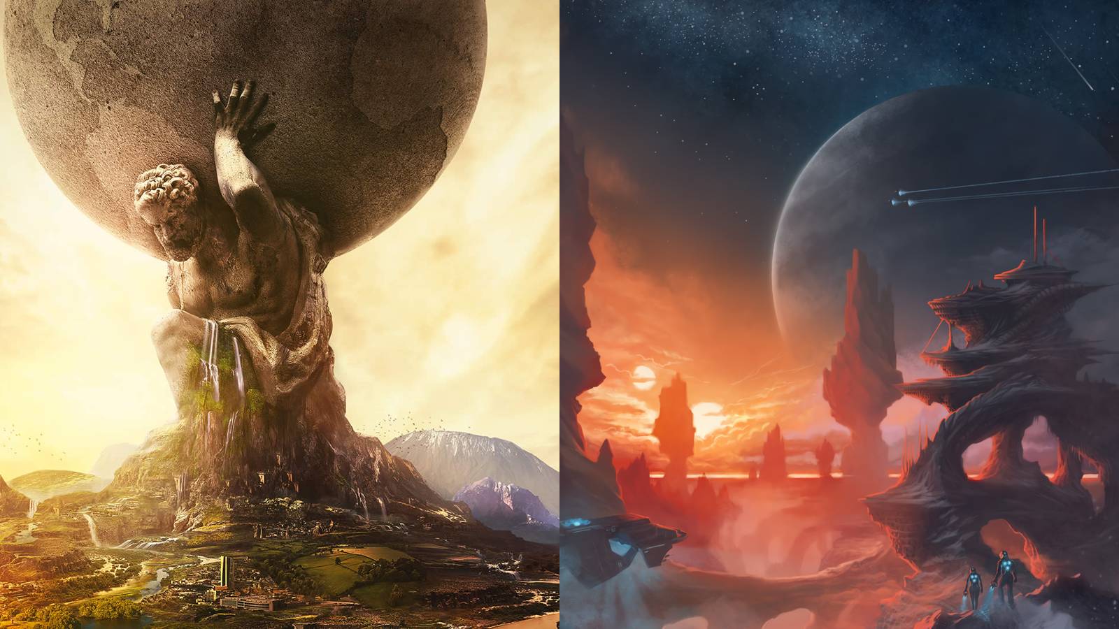Civilization 6 and Stellaris box art