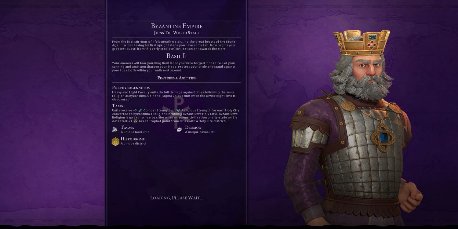 An image of Civilization 6: Basil II on the loading screen