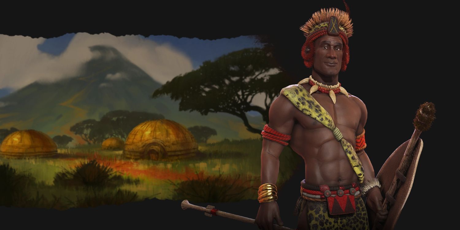Shaka on menu screen in Civilization 6