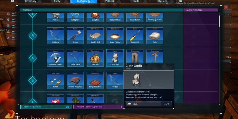 Cloth Outfit recipe in Palworld