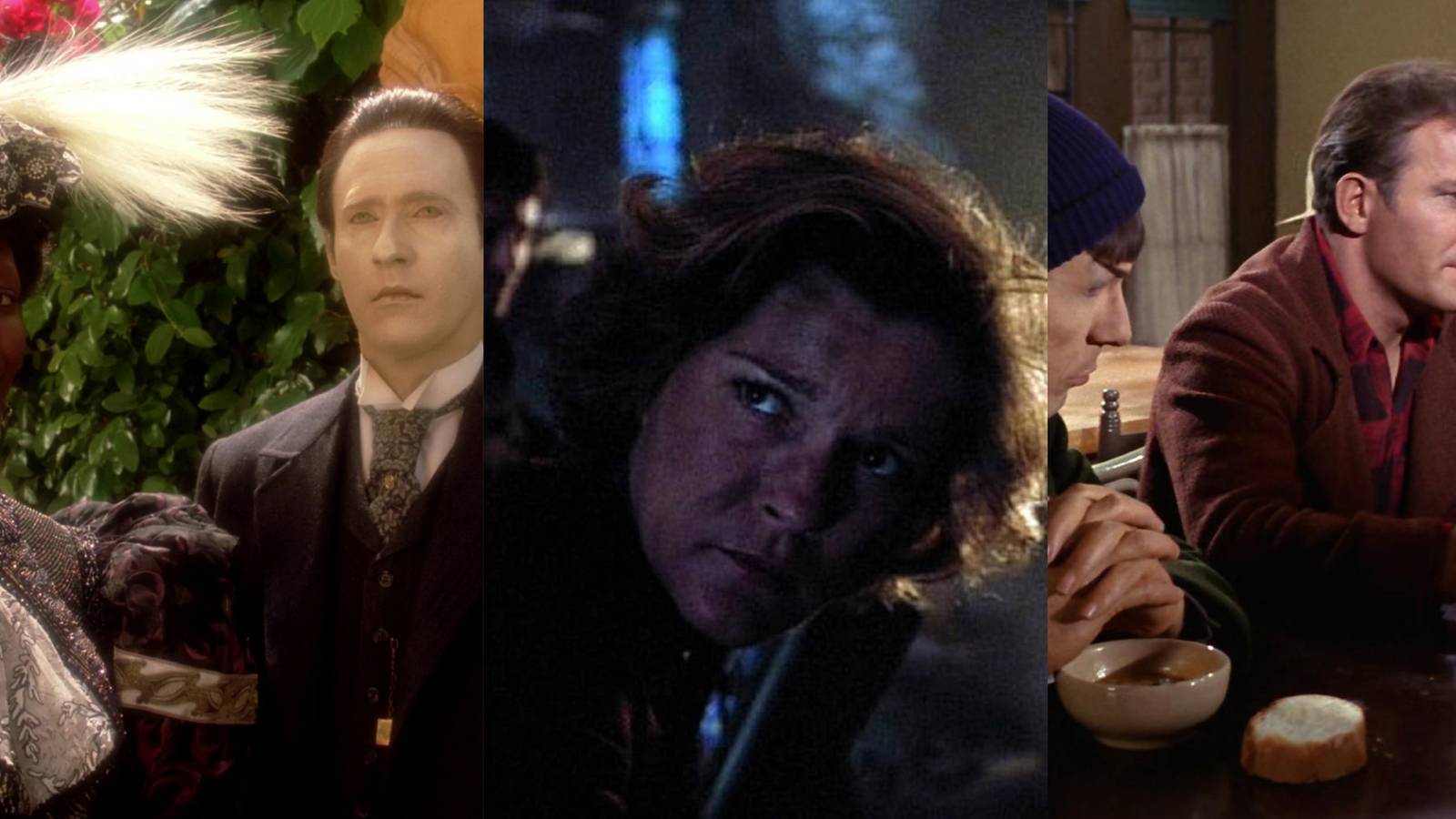 Star Trek: Time Travel Episodes - Time's Arrow (left), Year of Hell (middle), and The City on the Edge of Forever (right)