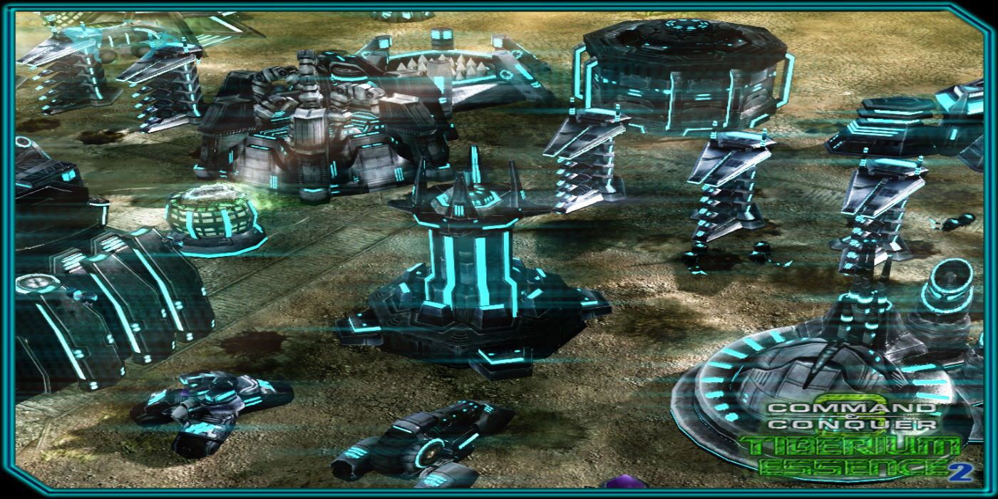 A CABAL-owned base with futuristic buildings and tanks