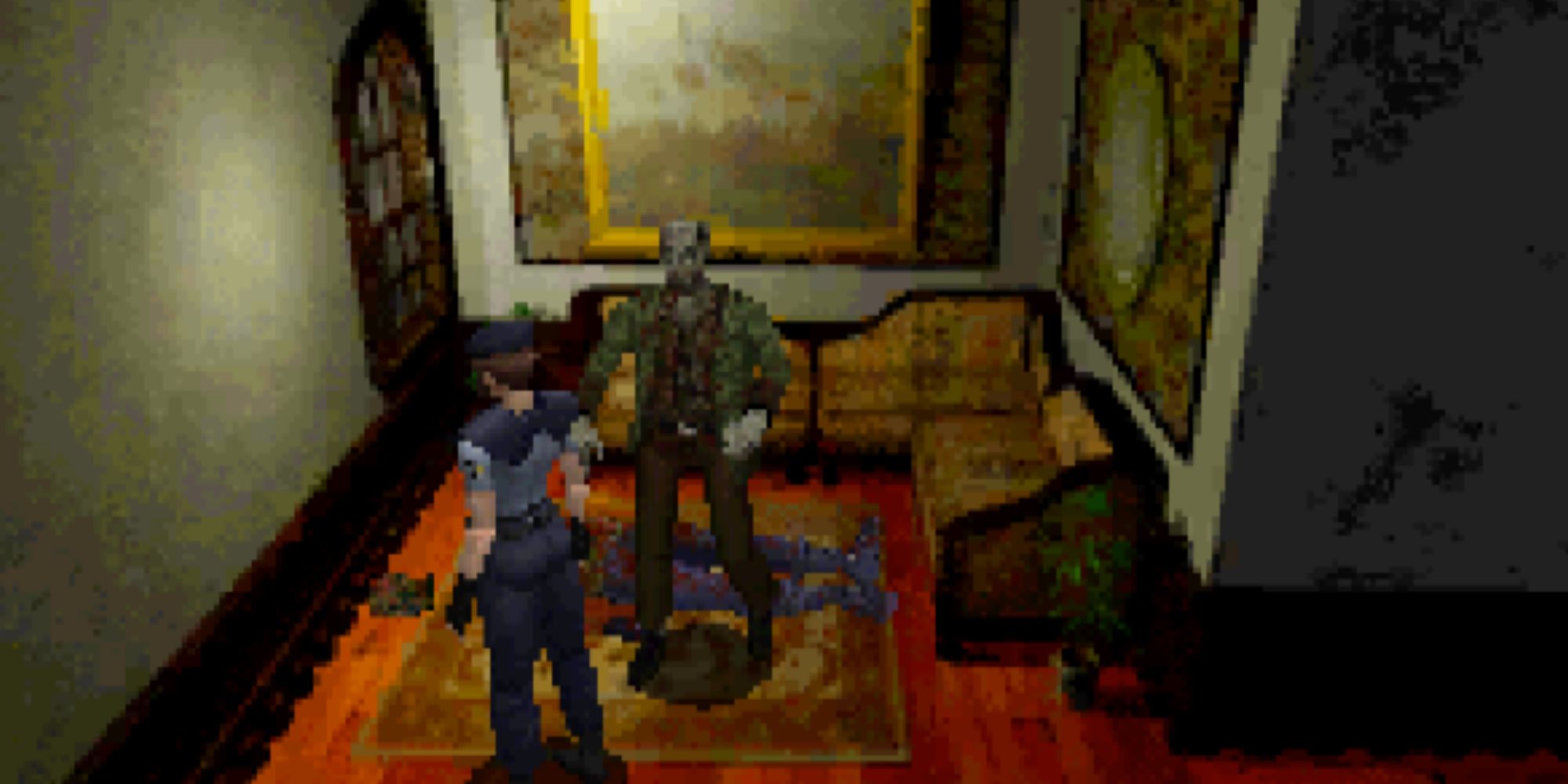 Confronting a zombie in Resident Evil Deadly Silence