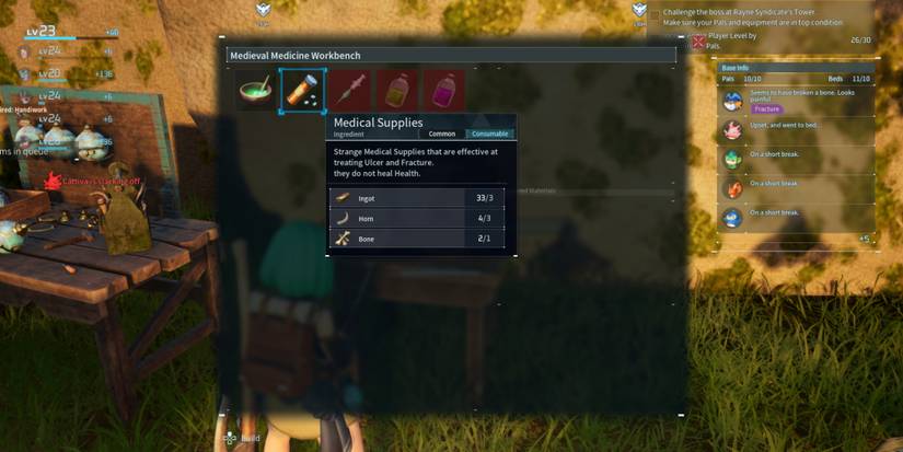 Crafting medicine in Palworld