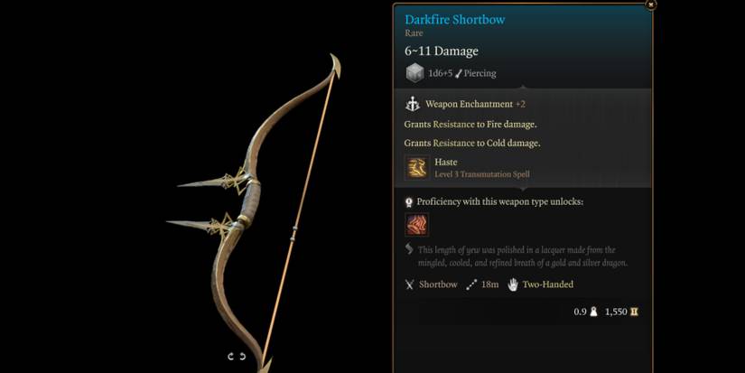 darkfire shortbow in baldur's gate 3