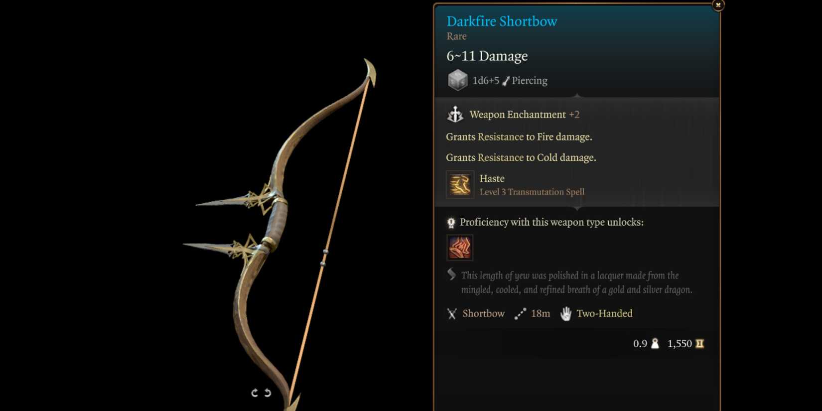 darkfire shortbow in baldur's gate 3