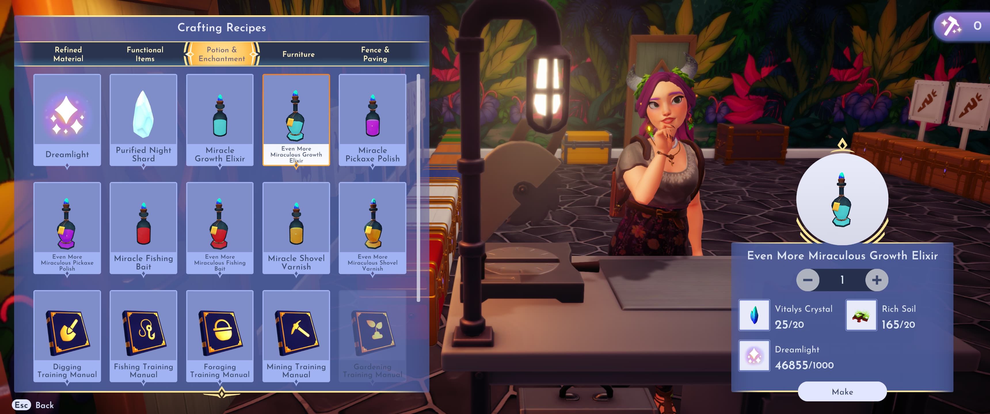 Crafting Even More Miraculous Growth Elixir in Disney Dreamlight Valley