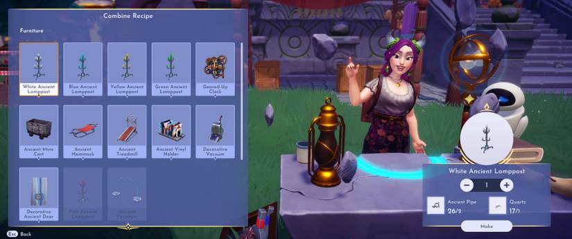 Crafting furniture at the Timebending Table in Disney Dreamlight Valley: A Rift in Time