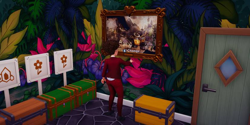 Interacting with a Memory Frame in Disney Dreamlight Valley.