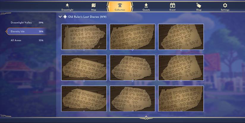 Eternity Isle Old Ruler's Lost Diaries in Disney Dreamlight Valley: A Rift in Time.