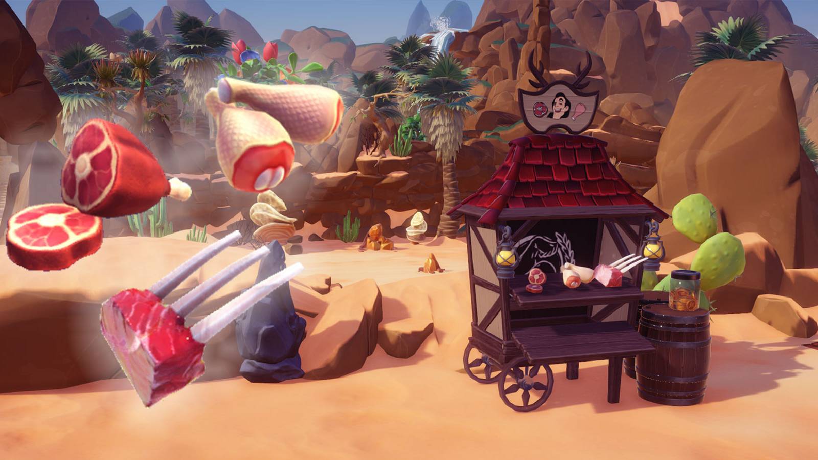 Meat ingredients at Gaston's Meat Stall in Disney Dreamlight Valley