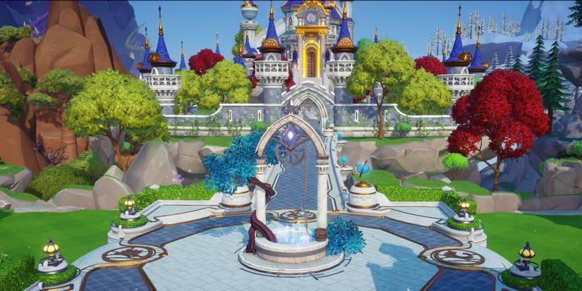 Wishing Well in the center of the Plaza biome in Disney Dreamlight Valley.