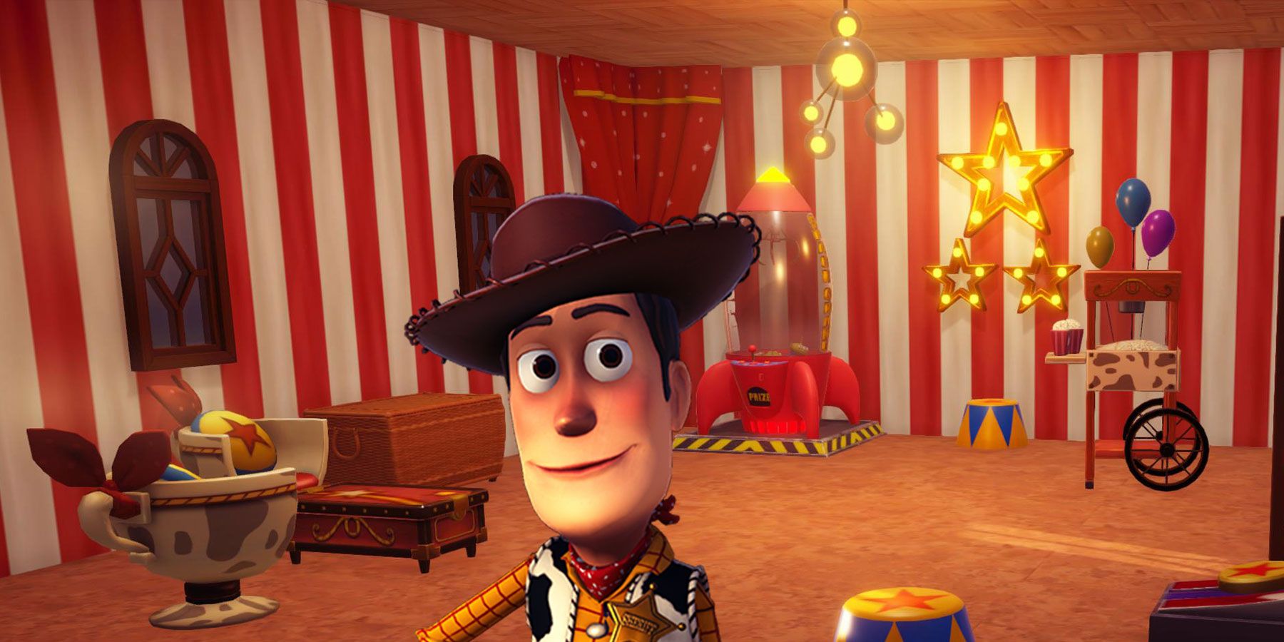 Woody in his Carousel in Disney Dreamlight Valley.