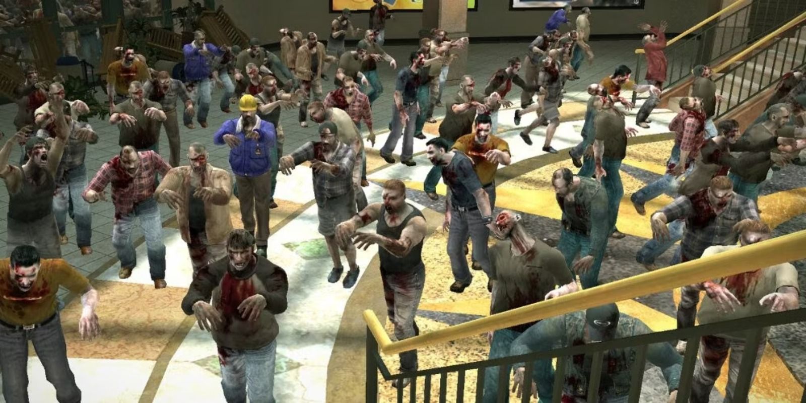 Dead Rising group of zombies in shopping mall