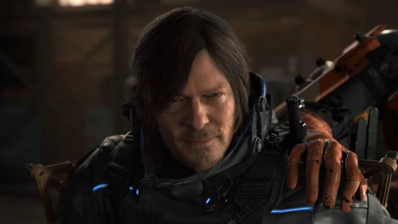 A screenshot of Sam Porter Bridges in Death Stranding 2.