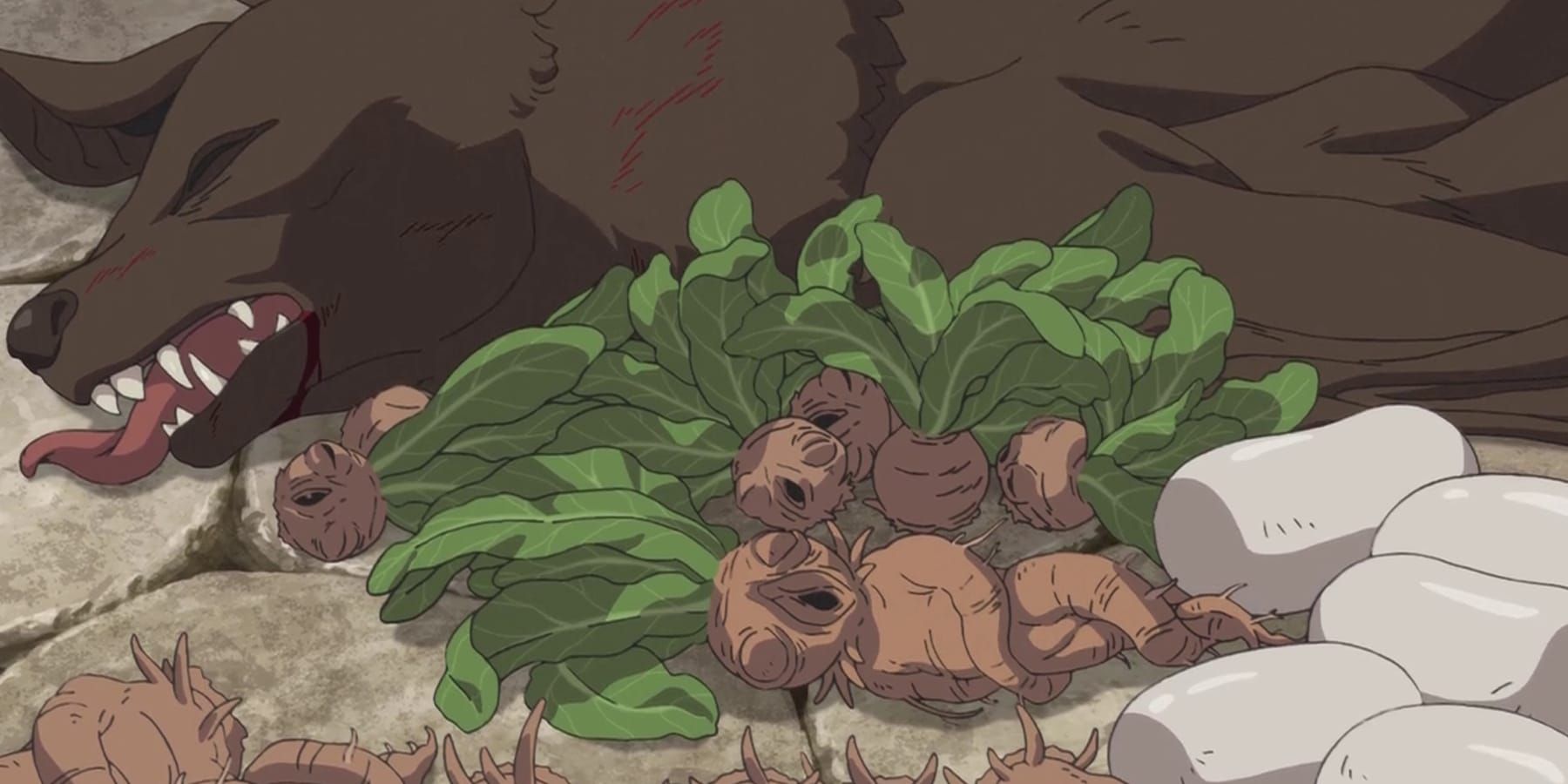 Delicious in Dungeon E02 Bat Meat Mandrake and Basilisk Eggs