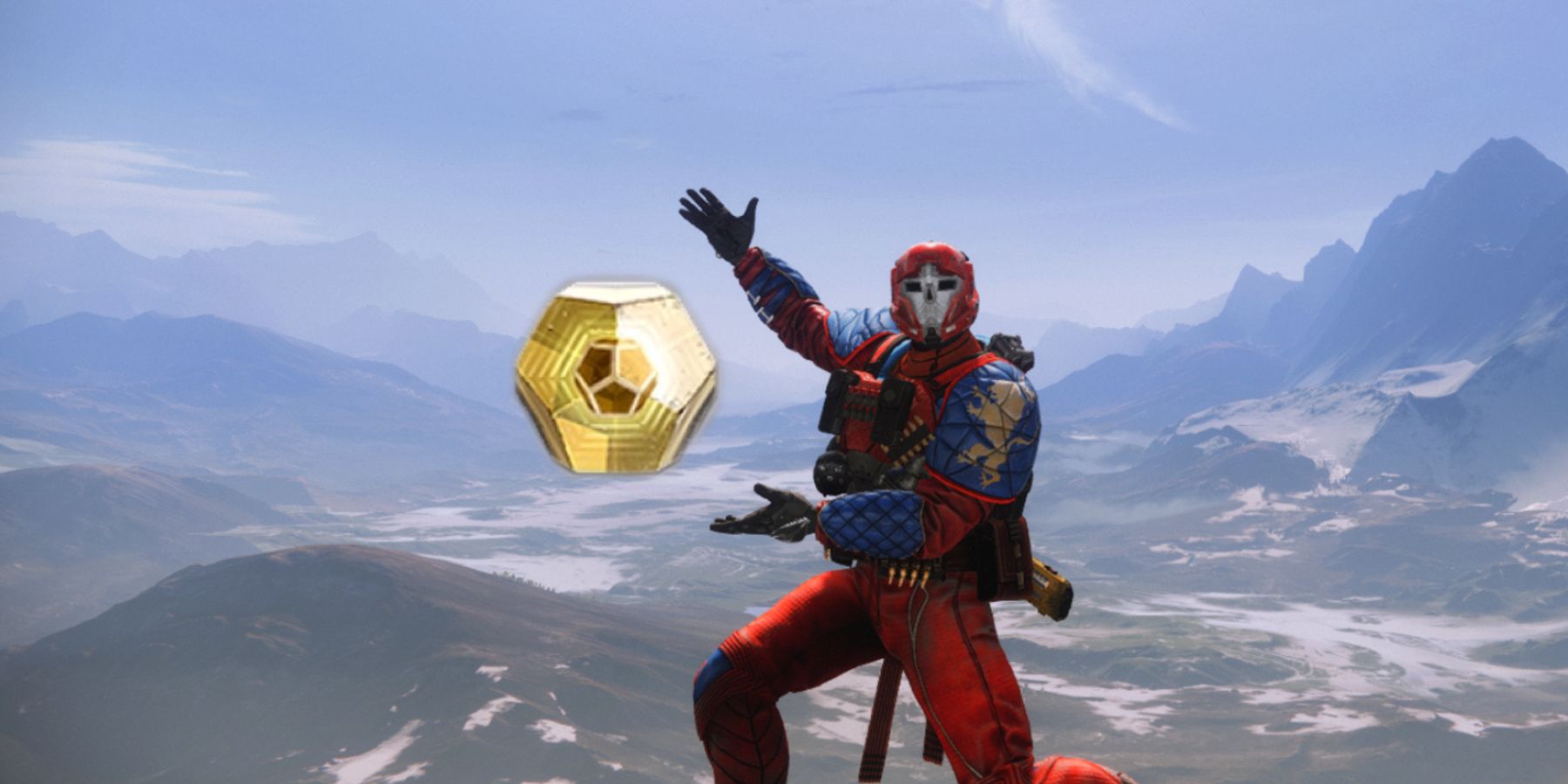 Destiny 2 Titan Player Emoting in front of an Exotic Engram edit