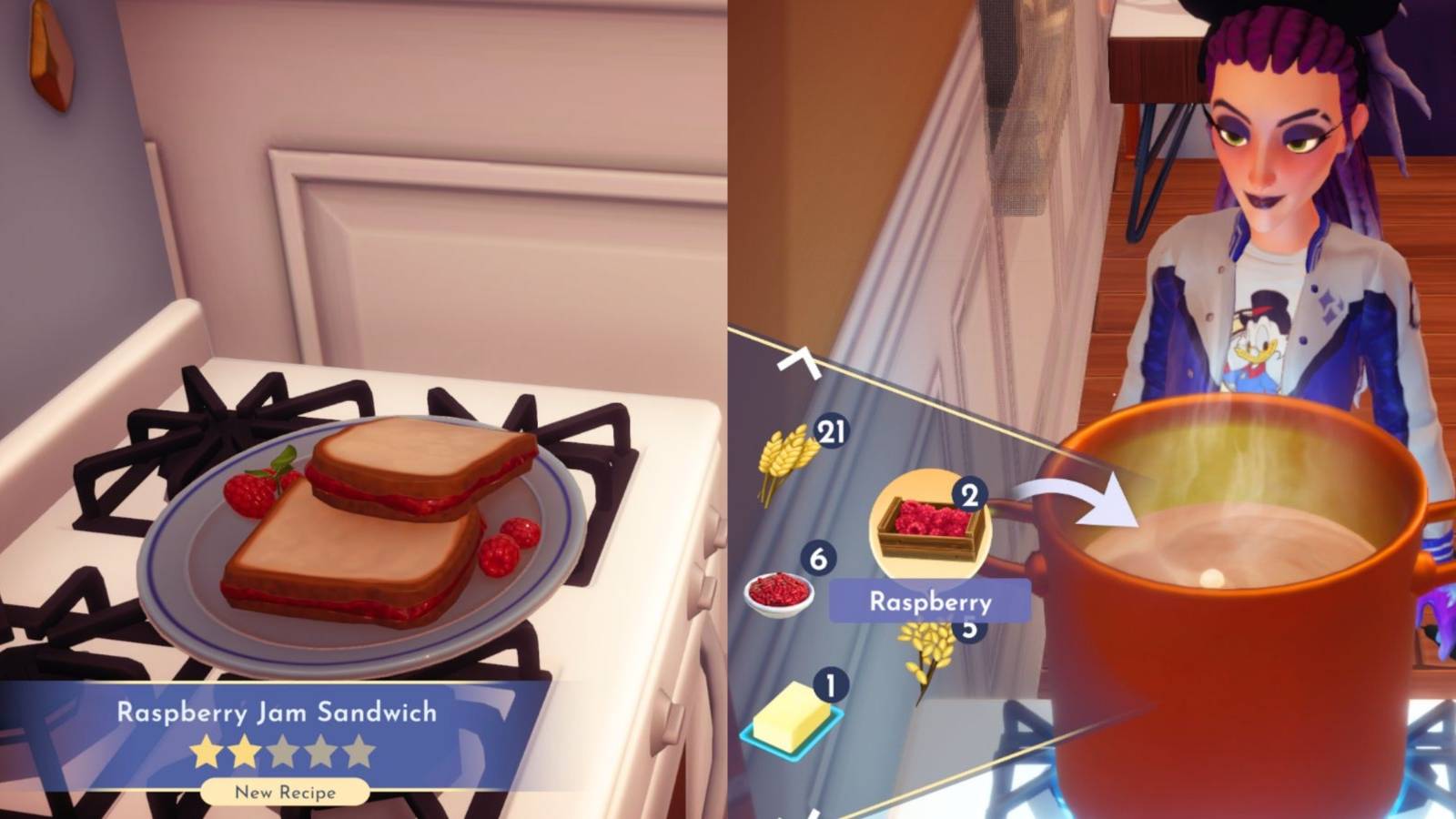 Disney dreamlight valley how to make raspberry jam sandwich 