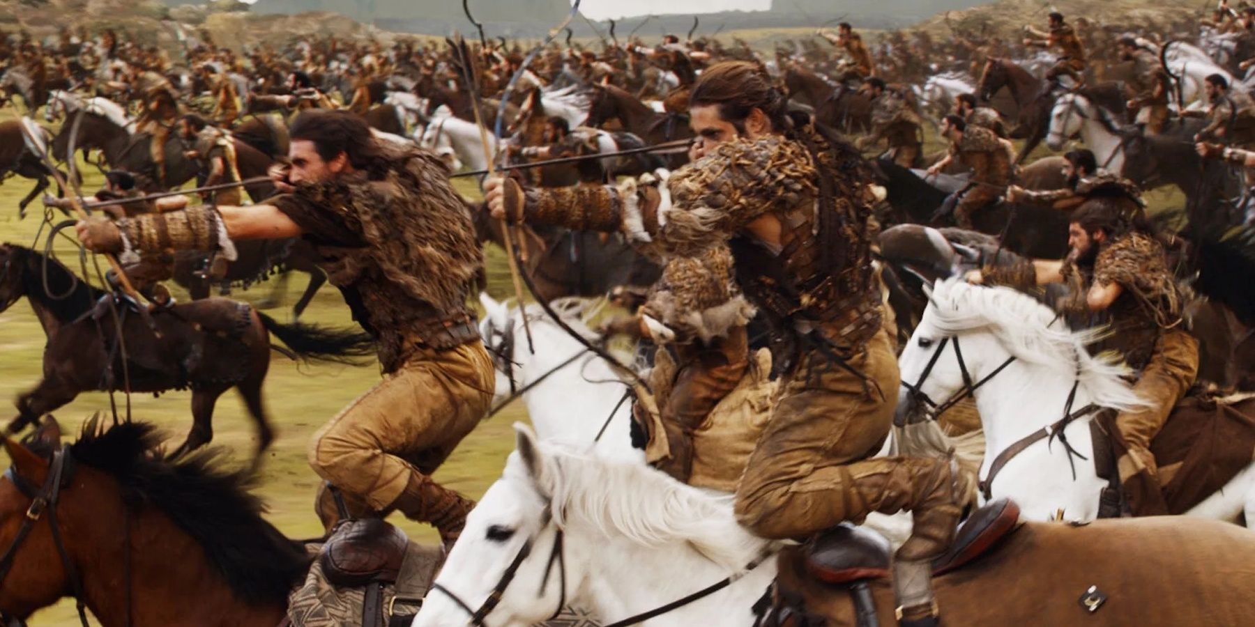 The Dothraki with bows on horseback in Game of Thrones.