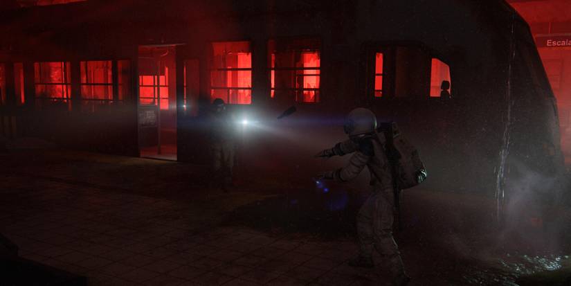 ellie throwing a bottle and a wolf