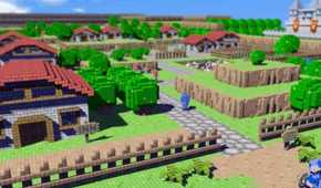 Exploring a town in 3D Dot Game Heroes