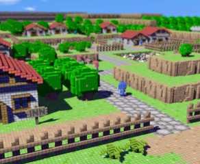 Exploring a town in 3D Dot Game Heroes