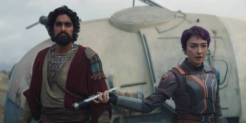 Eman Esfandi as Ezra Bridger and Natasha Liu Bordizzo as Sabine Wren on Star Wars: Ahsoka